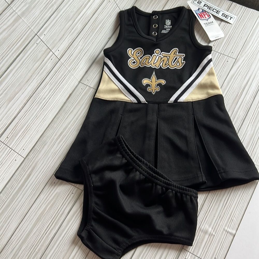 NWT Authentic New Orleans Saints girls 2 pc set. NFL Team Apparel/Cheer/Costume - Picture 2 of 5